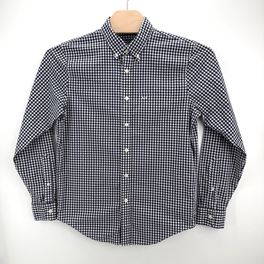 Abercrombie & Fitch‎ Gingham Shirt Mens L Navy White Plaid Button Down Cotton